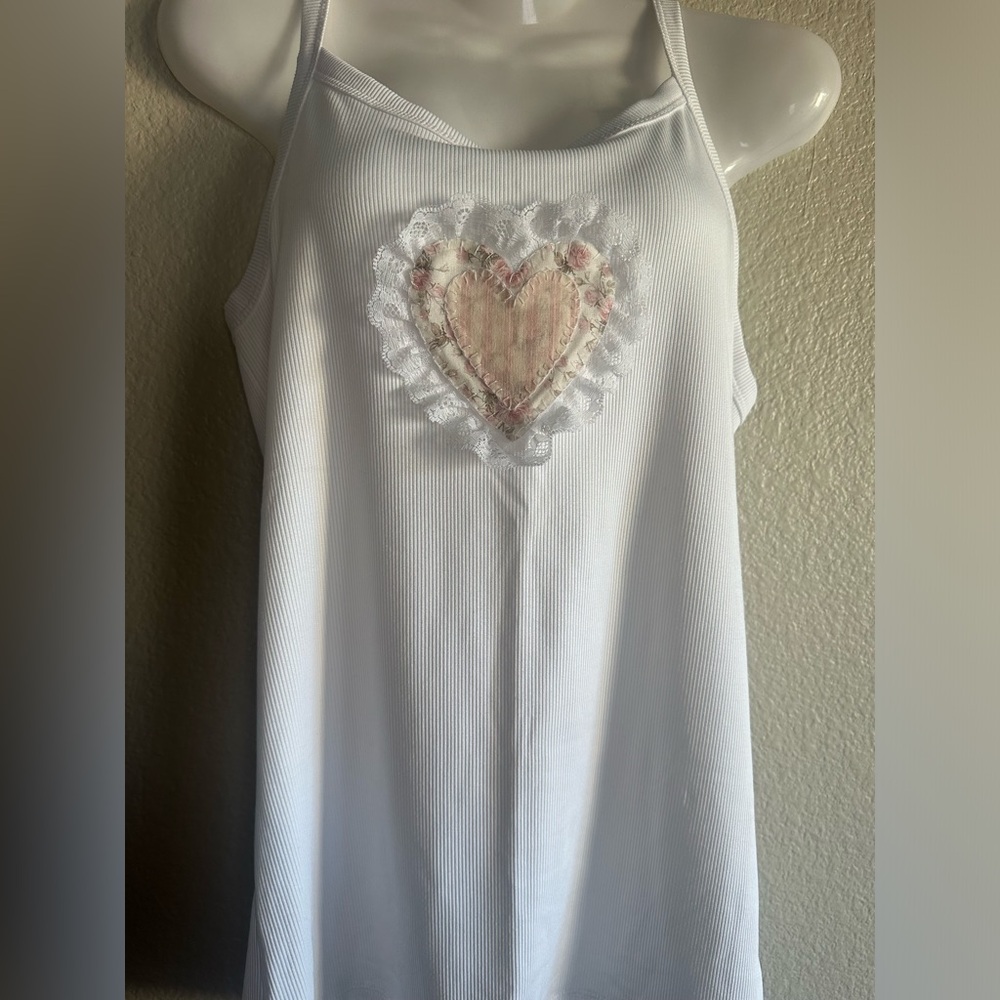 Hand sewn girly coquette heart tank top